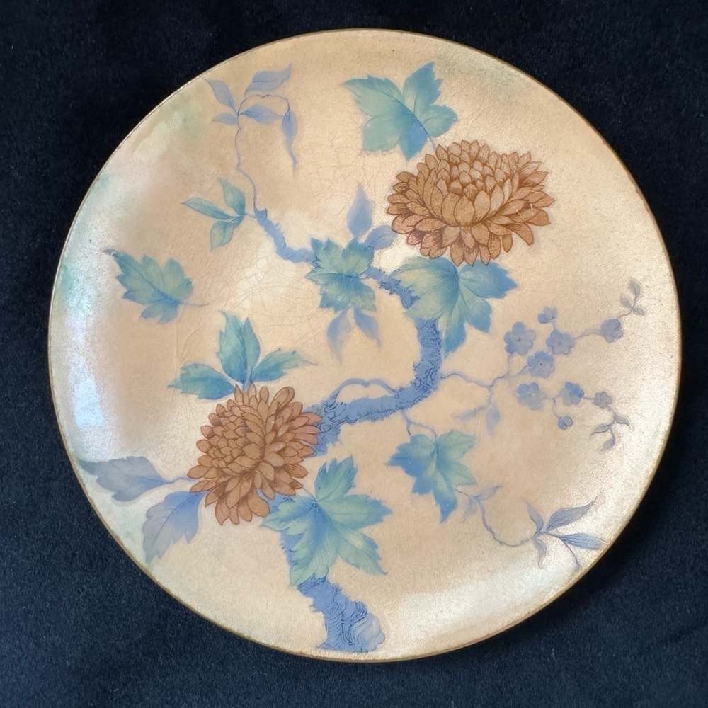 Vintage Marilyn Stinson Dish Enamel on Copper Made in Canada 5” Peach Floral - Picture 2 of 6
